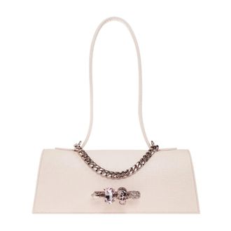 Alexander McQueen Tassen, Dames, Roze, ONE Size, Leer, Leren tas met juwelen