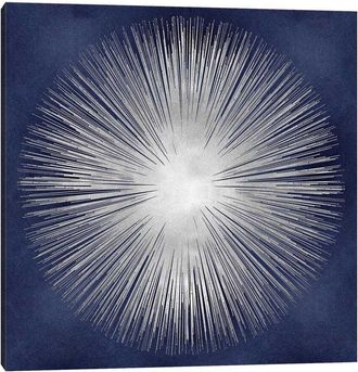 iCanvas Silver Sunburst On Blue I By Abby Young Wall Art