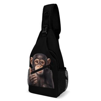 Generic Monkey Unisex Shoulder Bags Casual Crossbody Chest Bag Sling Backpack for Hiking Cycling Travel