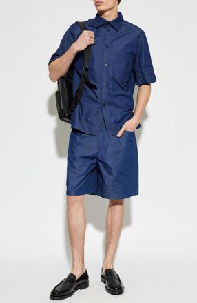Givenchy Denim Short-sleeve Shirt, Mens, Navy Blue
