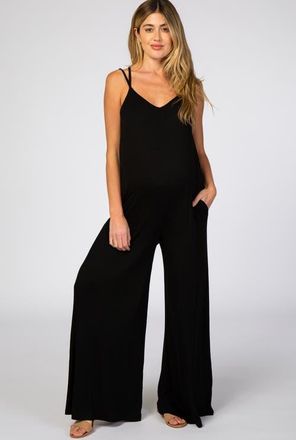 Pinkblush Cross Back Wide Leg Jumpsuit in Black at Nordstrom, Size Medium
