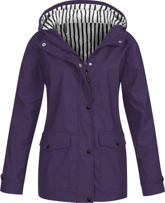 Generic Lightweight Waterproof Jackets Women Waterproof Jackets for Women Uk Womens Winter Coats Zipper Long Sleeve Raincoat Casual Rain Jacket Ladies Lightwe