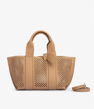 Pedro Garcia Crossbody tote bag in camel leather | mini perfed tote | FALL WINTER 2025