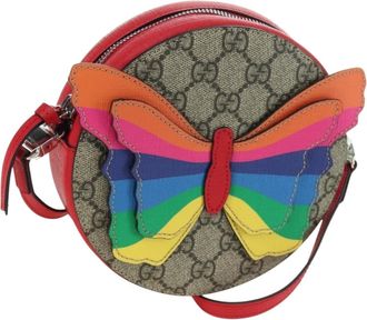 Gucci Childrens Butterfly Belt Gg Coated Canvas Beige Pvc Handbag (Pre-Owned)
