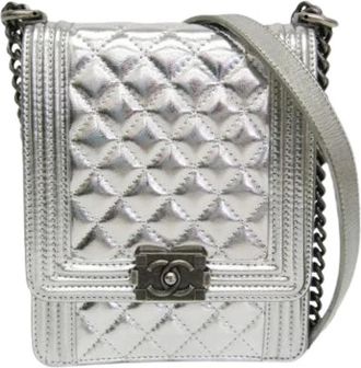 Chanel Pre-owned Leather chanel-bags - Dames - Vintage Schoudertas - Grijs - ONE Size - Vintage