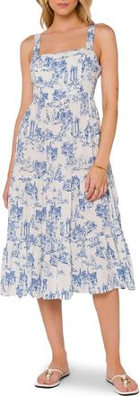 Velvet Heart Tiered Midi Sundress in Blue Toile at Nordstrom Rack, Size X-Small