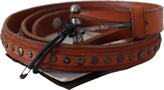 Scervino Street Brown Genuine Leather Rustic Silver Buckle Womens Belt