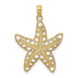 Diamond2Deal 14k Yellow Gold Cut-Out Starfish Charm