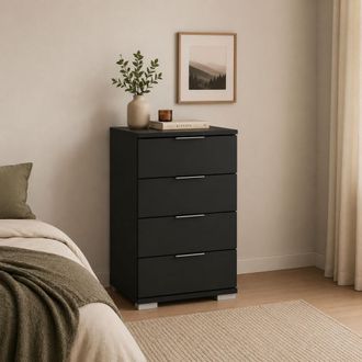 Dmora Cajonera Laka, 4 Cajones, Apertura Y Cierre Deslizantes, 46x42x79h Cm Negro Antracita