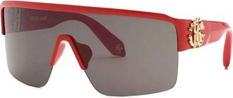 Roberto Cavalli Occhiali da sole con placca logo - Rosso
