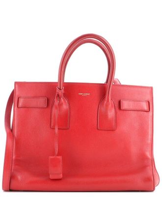 Saint Laurent Red Leather Sac De Jour Bag Small (Authentic Pre-Loved)