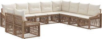vidaXL Conjunto De Sof&aacute;s De Jard&iacute;n 10 Uds. Beige Rat&aacute;n Sint&eacute;tico Vidaxl