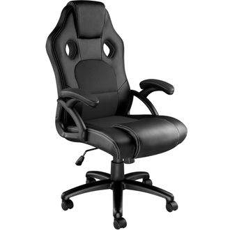 TecTake Silla gaming de escritorio giratoria con respaldo ajustable, negro