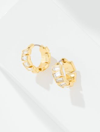 Talbots Glamorous Hoop Earrings - Crystal/Gold - 001 Talbots