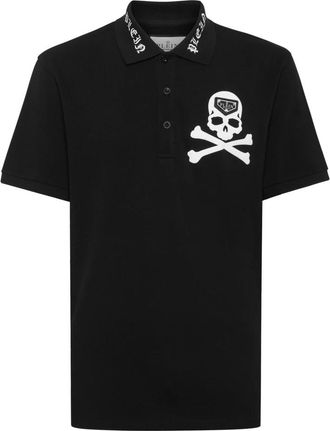 Philipp Plein Polo T-Shirt Skull & Bones - Heren - Polos - Zwart - 4XL - Katoen - Tops