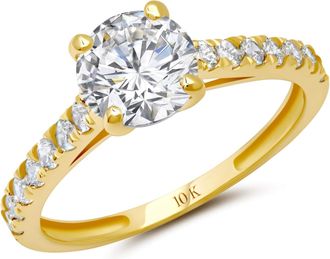 MAX + STONE 10k Yellow or White Gold 1.2 Carat Cubic Zirconia Engagement or Anniversary Ring