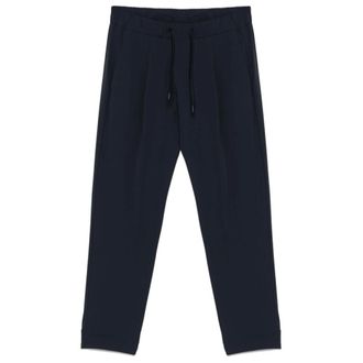 Herno Straight Trousers, female, Blue, Size: XS Navy Blue Logo Appliqu&eacute; Trousers