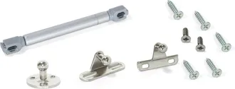 Emuca Pist&oacute;n A Gas Para Puertas Abatibles Fuerza 12 Kg Recorrido 100 Mm Con Enganches Gris Metalizado Emuca