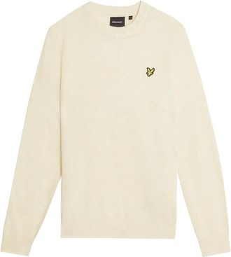 Lyle & Scott Mid Knits Lambswool Blend Crew Neck Jumper - Heren - Ronde hals truien - Beige - 2XL - Wol - Truien & Vesten
