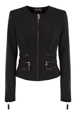 Elisabetta Franchi Jas van Dubbel Crepe met Ritsdetails