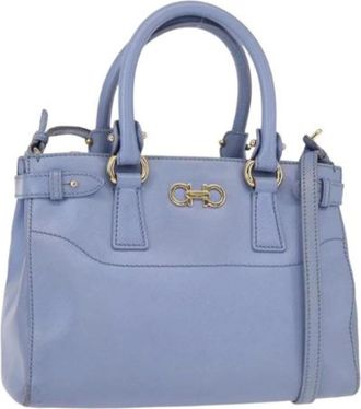 Ferragamo Pre-owned Handbags, female, Blue, Size: ONE SIZE Pre-owned Leather Handbag