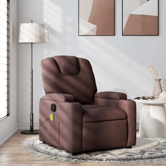 vidaXL Sill&oacute;n De Masaje Reclinable De Tela Marr&oacute;n Oscuro Vidaxl
