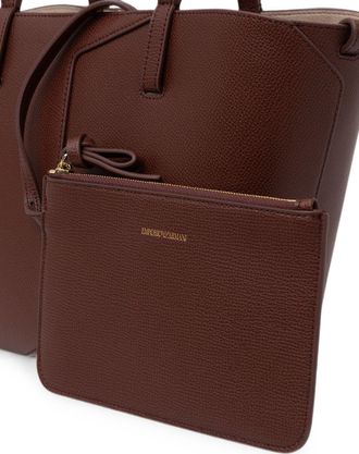 Emporio Armani Pebbled Leather Tote Bag - Brown