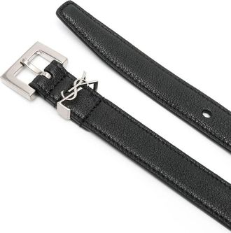 Saint Laurent Cassandre-plaque Leather Belt