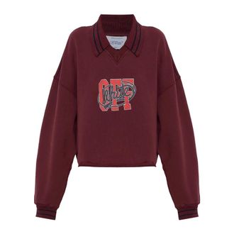 Off-white Hoodies & sweatvesten, Dames, Paars, XS, Katoen, Off College Crop Polo Sweatshirt