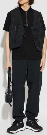 Moncler Polo With Logo Patch, Mens, Black