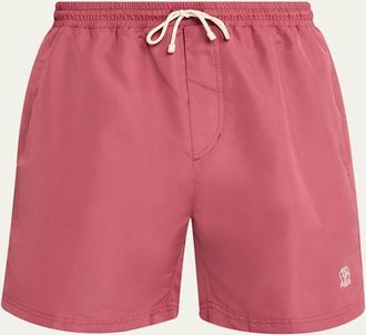 Brunello Cucinelli Mens Solid Swim Trunks with Logo