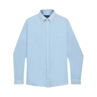 Brooks Brothers Slim Fit linnen overhemd met button-down kraag - Heren - Casual Overhemden - Blauw - 3XL - Linnen - Overhemden