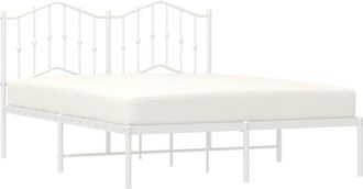 vidaXL Vidaxl - Metal Bed Frame without Mattress with Headboard White 140x200cm