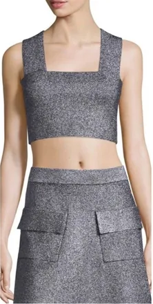 A.L.C. Metallic Knit Crop Top In Silver
