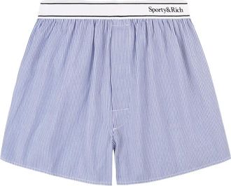 Sporty & Rich Shorts con vita a righe - Blu