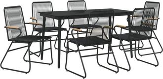 vidaXL Juego De Comedor De Jard&iacute;n 7 Piezas Rat&aacute;n Pvc Negro Vidaxl