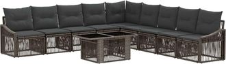 vidaXL Conjunto De Sof&aacute;s De Jard&iacute;n 10 Uds. Gris Y Gris Oscuro Vidaxl