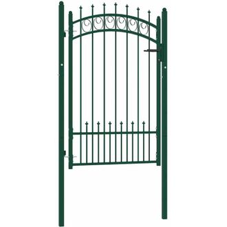 vidaXL Puerta De Valla Con Picos Acero Verde 100x150 Cm Vidaxl