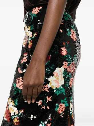 Forte_Forte Sequin Floral Skirt - Black