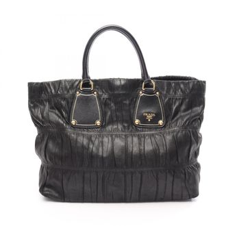 Prada Black Leather Handbag Tote Bag (Pre-Owned)