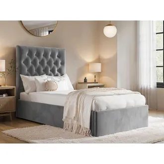 Flair Milan Velvet Single Ottoman Bed in Grey
