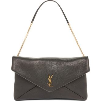 Saint Laurent Cassandre Leather Shoulder Bag in Noir at Nordstrom