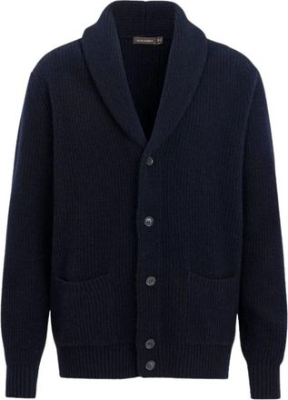 Oscar Jacobson Truien & Vesten, Heren, Blauw, M, Wol, Roland Cardigan