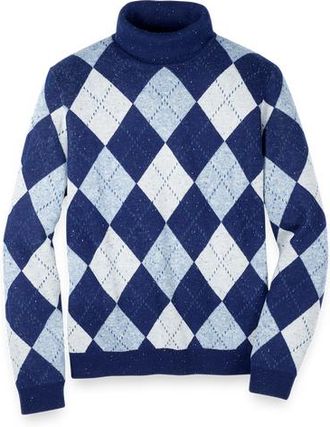 Paul Fredrick Donegal Turtleneck Sweater in Blue at Nordstrom, Size Xx-Large