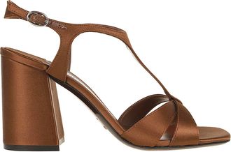 Jimmy Choo London Retro-Inspired Metallic Bronze Satin Sandal