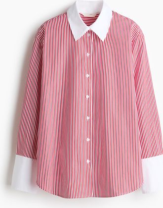 H&M Bluse aus Baumwollpopeline - Red