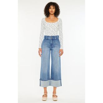 Kancan Irna 90s Cropped Wide Leg Jeans in Dark Wash at Nordstrom, Size 28