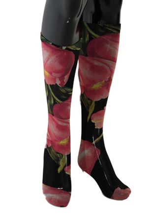 Dolce & Gabbana Multicolor Floral Tulip Nylon Womens Socks