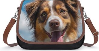 Generic A Happy Australian Shepherd Dog Fashion Womens Crossbody Bags Novelty Handbag Shoulder Bag Purse