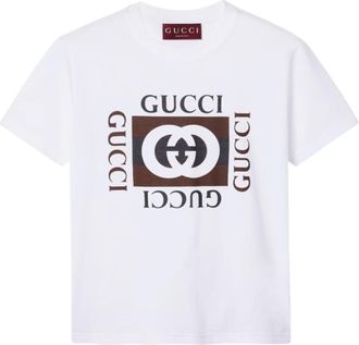 Gucci T-Shirts, female, White, Size: 2XS Printed Cotton Jersey T-Shirt